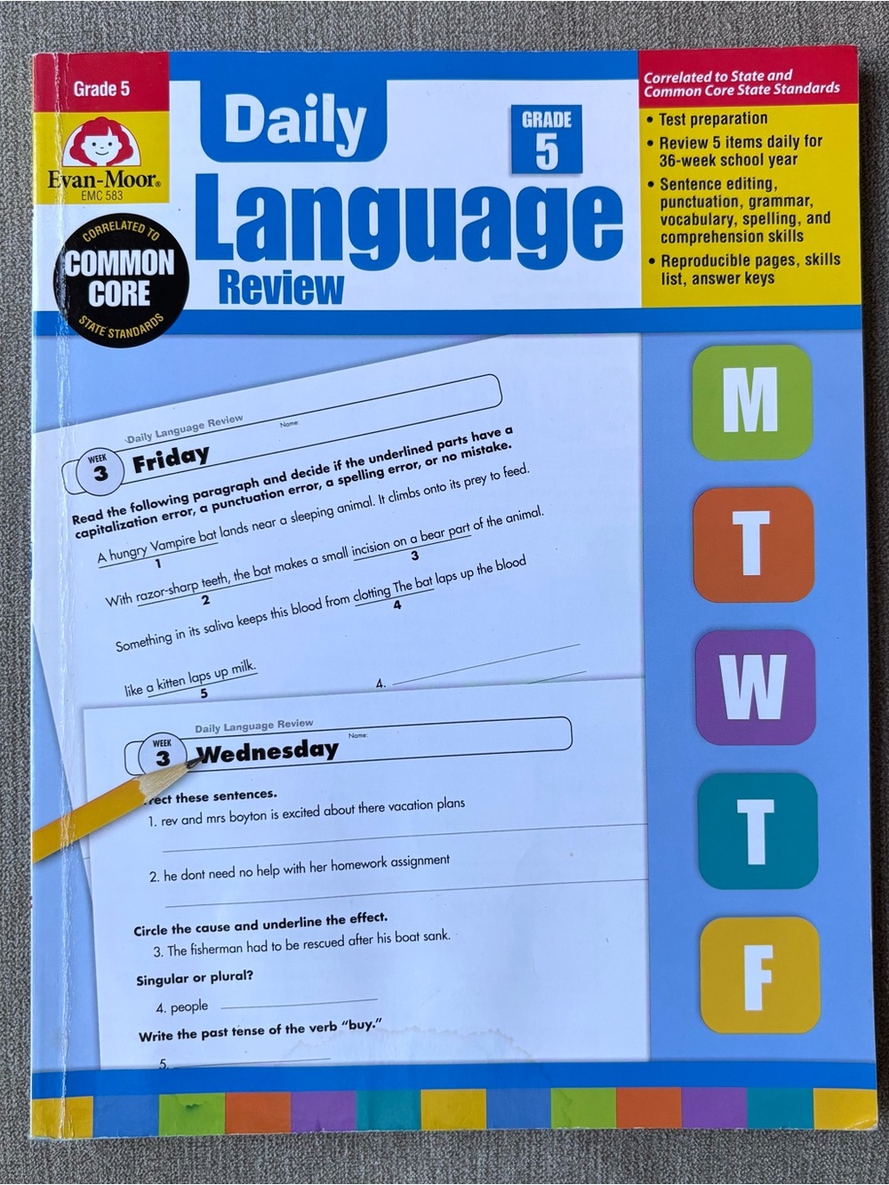 Daily language review common core for grade 5 by Evan Moor